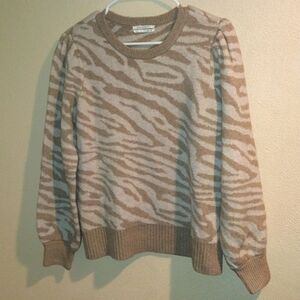 Tan and Cream Zebra Print Anthropologie Sweater S